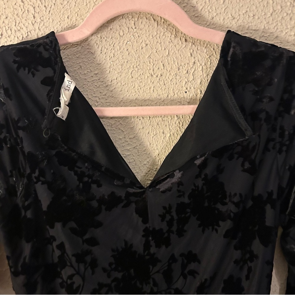 Rewind Juniors' Faux Wrap Bodycon Velvet Dress Size M Christmas Long Sleeve - Picture 5 of 15